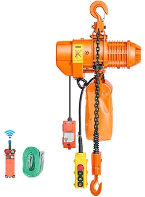 Immagine prodotto di Parancetto elettrico a catena VEVOR da 1000 kg, altezza di sollevamento 6 m, gru a ponte trifase con radiocomando da 100 m e telecomando via cavo da 4,5 m, doppia catena G80, parancetto elettrico a catena per fabbriche, magazzini e garage