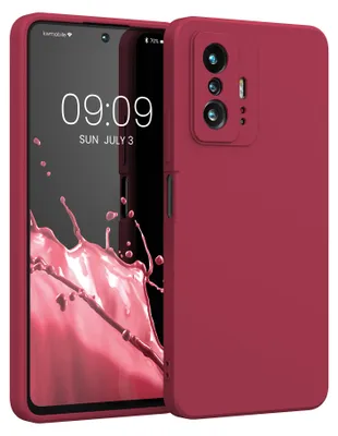 Produktbild von kwmobile Hülle kompatibel mit Xiaomi 11T / 11T Pro Hülle - gummierte TPU Silikon Handyhülle - Schutzhülle für kabelloses Laden - Case in Sweet Cherry