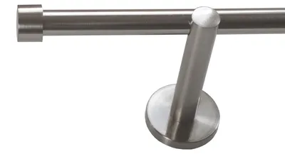 Produktbild von Gardinenstange mit  Edelstahlrohr V2A 16mm Wandträger Deckenträger 1-läufig oder 2-läufig wählbar Modern Kappe E16 von Basit