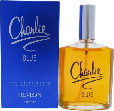 A box and bottle of Revlon Charlie Blue eau de toilette for women.