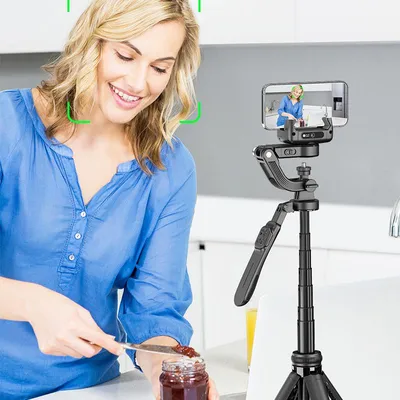Obrázek produktu pro C16 AI smartphone gimbal stabilizátor s automatickým sledováním obličeje, 360° rotace, anti-shake, přenosný quadrapod, dálkové ovládání pro vlog, YouTube