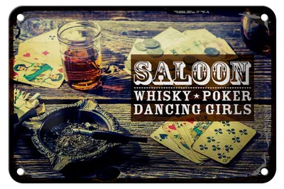 Produktbild von Blechschild Spruch Saloon Whisky Poker Dancing girls 18x12cm Schild