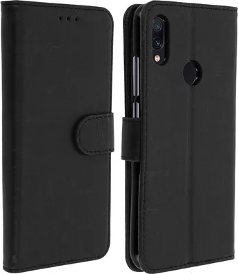 Produktbild von Avizar, Flip Cover Geldbörse, Klappetui Kunstleder für Xiaomi Redmi Note 7, Schwarz