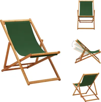 Produktbild von vidaXL Klappbarer Strandstuhl Eukalyptusholz und Stoff Grün -  Gartenstühle