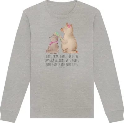 Produktbild von Mr. & Mrs. Panda Nachhaltiger Pullover Bär Kind Größe XXL - Heather Grey - Geschenk, Pulli, Muttertag, Bio-Pullover, Sweater, Tochter, Mutter, Sweatshirt, Bio Baumwoll