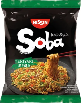 Produktbild von Nissin Bag Noodles Soba Teriyaki Wok Style Instant Nudelgericht 110g