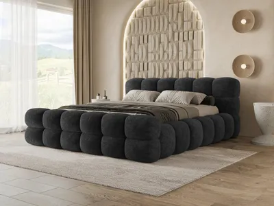 Obrázek produktu pro Chilly Möbel Design Postel Weston - Výrazná čalouněná postel s úložným prostorem, kovovým rámem a čelem 200x200 cm / Coral / Černá