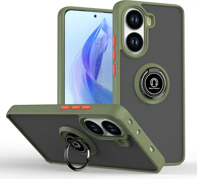 Immagine prodotto di Custodia per Xiaomi Poco X7 Pro/Redmi Turbo 4 5G custodia in TPU traslucida opaca con supporto ad anello e supporto verde militare
