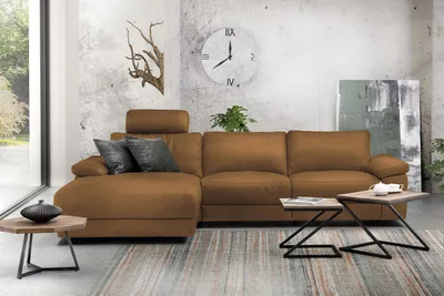 Produktbild von KAWOLA Sofa LOLA Ecksofa XL Leder cognac mit motorischer Relaxfunktion Recamiere links