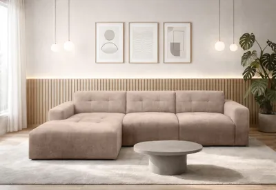 Image de AX LIVING Canapé d'angle en L Corlu, marron, pour salon, 310 cm de long G