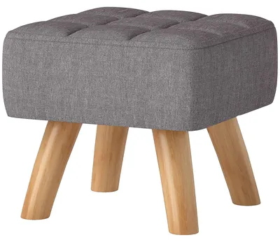 Immagine prodotto di Pouf - Pouf grigio con gambe in legno | Colore: Grigio | Dimensioni: 27x27x26 cm