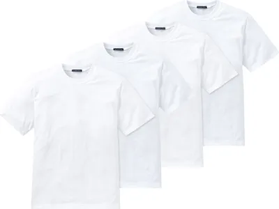 Produktbild von Schiesser 4er Pack American Unterhemd / Shirt Kurzarm Hochwertige Verarbeitung und hohe Formstabilität, Feiner Single-Jersey aus 100 % Baumwolle, Mit rundem Halsausschnitt