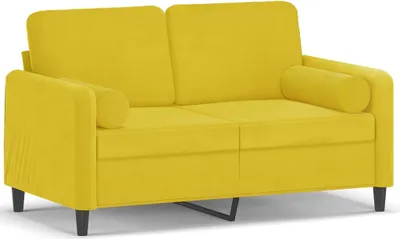 Produktbild von vidaXL 2-Sitzer-Sofa mit Zierkissen Gelb 120 cm Samt