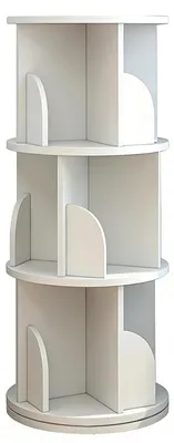 Immagine prodotto di Libreria girevole - Scaffale alto a 3 ripiani - Libreria in legno moderna per soggiorno e ufficio - Bianco