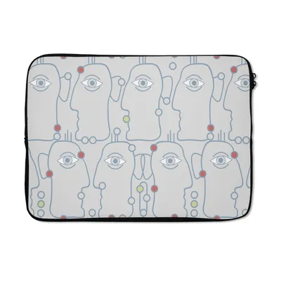 Produktbild von MuchoWow® Laptop Hülle 13 Zoll Strichzeichnung - Gesicht - Muster Laptoptasche - Laptophülle - Sleeve - Rundumschutz