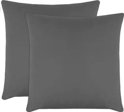 Two dark gray pillowcases are shown side-by-side against a white background.