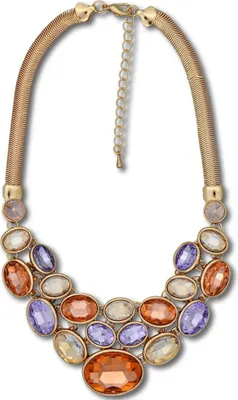 Produktbild von Steuer Modeschmuck Collier Metall 51cm mehrfarbig Glasstein 445050114