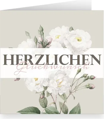 Produktbild von Elegante Vintage Rosen Grußkarte innen weiß: Herzlichen Glückwunsch
