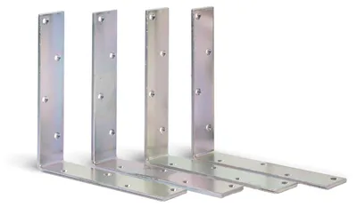 Zdjęcie produktu dla Alberts 329990 Kątownik dwuramienny, ocynkowany galwanicznie, pasywowany grubą warstwą, 200 x 200 x 40 mm, zestaw 4 szt.