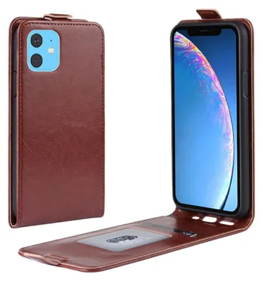 Produktbild von Flip Case Handyhülle für iPhone 11 Vertikal Schutzhülle Tasche Cover Braun Bumper Smartphone Kartensteckplatz-Kreditkarte-Geldscheine EC-Karte Bank-Karte
