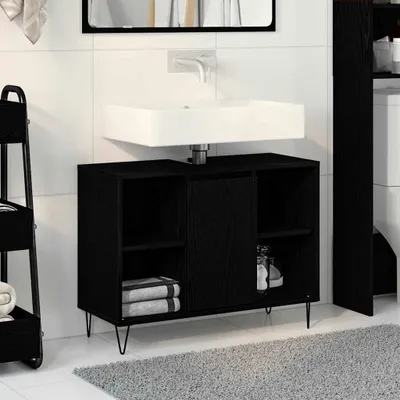 Obrázok produktu pre Maison Exclusive – Skrinka do kúpeľne, čierna, 80 x 33 x 60 cm, drevotrieska