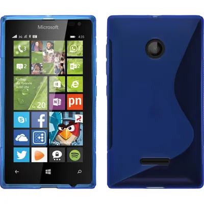 Produktbild von PhoneNatic Case kompatibel mit Microsoft Lumia 435 - blau Silikon Hülle S-Style + 2 Schutzfolien