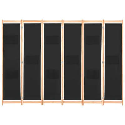 Produktbild von vidaXL 6-teiliger Raumteiler Schwarz 240 x 170 x 4 cm Stoff