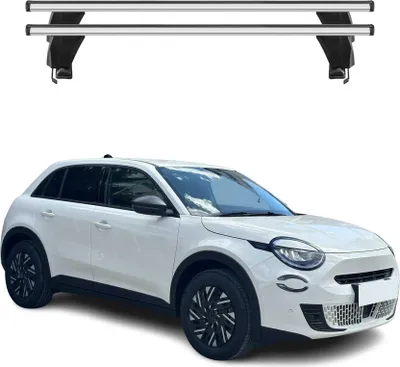Image de Barres de toit Menabo (barres de base) pour Fiat 600/600E 2023-2025, 50 kg, aluminium argenté, 2 pièces