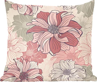 Produktbild von MuchoWow® Zierkissen Sofakissen Wohnzimmer Dekokissen 40x40 cm Muster - Blume - Design - Jahre 20s - Foto Kissen - Schlafzimmer Dekoration