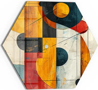 Produktbild von DEQORI Glasbild Echtglas 55x48 cm 'Geometrischer Farbzauber' Wandbild Bild modern Deko