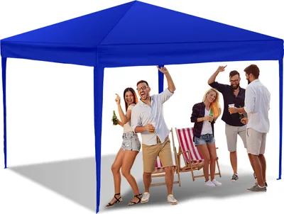 Image de TolleTour Pavillon pliable 3 x 3m Pavillon pliable Tente de jardin, protection UV 50+ Pavillons & tentes de réception Festzelt ohn Seiten Blau