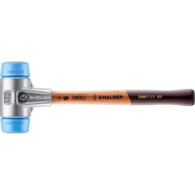 Produktbild von HALDER SIMPLEX Schonhammer Ø 50 mm TPE-soft blau mit Aluminiumgehäuse