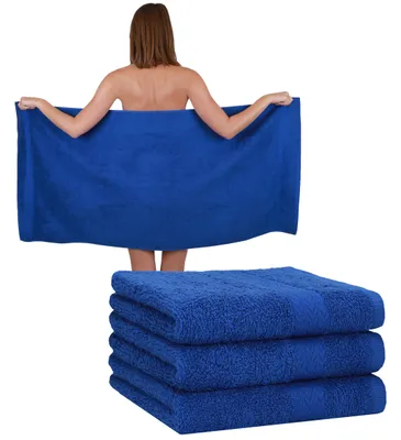 Produktbild von Betz 4 Stück Duschtücher 70 x 140 cm PREMIUM 100% Baumwolle Liegetuch Strandtuch Farbe: royalblau