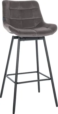 Image de Tabouret de bar CLP Weston, pivotant à 180°, avec dossier rembourré, structure en métal gris, revêtement en velours