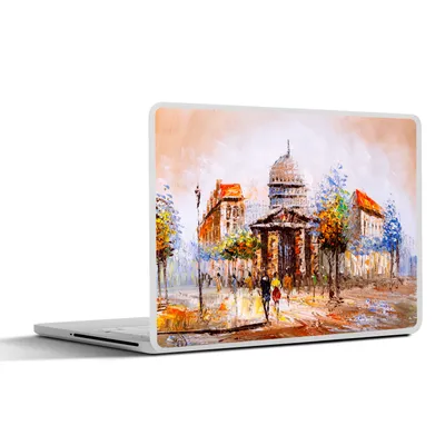 Produktbild von MuchoWow® Laptop Aufkleber Sticker Cover Gemälde - Stadt - Öl 36.5x27.5 cm - Laptop-Sticker