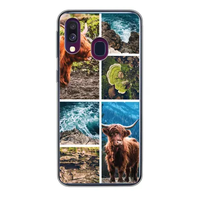 Produktbild von MuchoWow® Handyhülle Schutzhülle Hülle für Samsung Galaxy A40 Schottische Highlander - Natur - Collage Silikon Softcase Handy Hülle - Handy-Tasche
