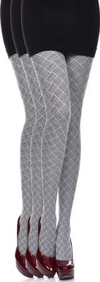 Image de Collants à motifs pour femme (blancs, 60 deniers, taille S).