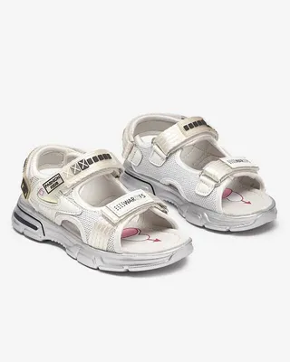 Produktbild von Weiß-silberne Kindersandale mit Klettverschluss Mepoti - Footwear, Größe 31
