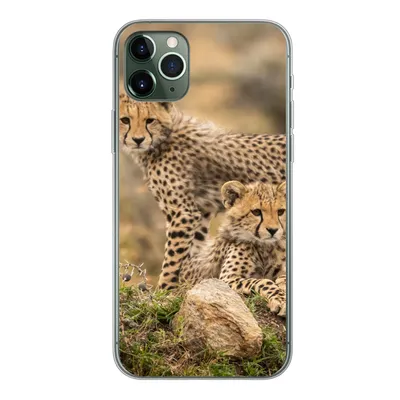 Produktbild von MuchoWow® Handyhülle Schutzhülle Hülle für iPhone 11 Pro Max Leopard - Jungtier - Natur Silikon Softcase Handy Hülle - Schutz