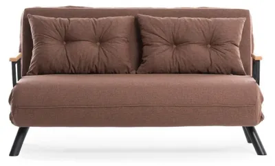 Image de CALICOSY - Canapé lit 2 places convertible en tissu avec pieds en métal L133 cm - SANDO