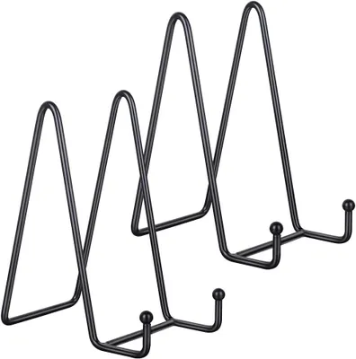 Produktbild von 2-Stück Eisen Display Stand 6 Zoll schwarz Metall Platte Stand Easel Metall Fotorahmen für Foto-Kunst-Platten Bücher Bilder und Desktop-Kunstwerk（eisenhaltig）