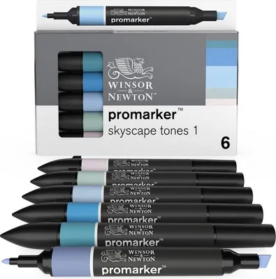 Immagine prodotto di WINSOR & NEWTON Promarker Pennarelli ad alcool fini e a scalpello, 6 pezzi SKYSCAPE