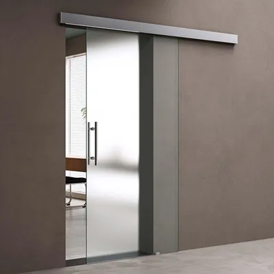 Immagine prodotto di doporro Porta Scorrevole in Vetro Temperato Satinato 8 mm, con Binario in Alluminio Cromato, 102,5x205 cm Amalfi14