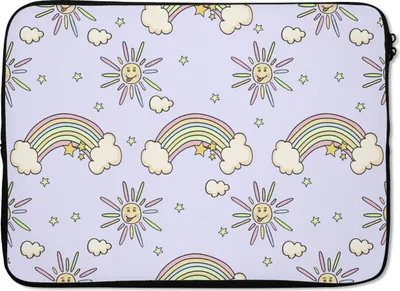 Produktbild von MuchoWow® Laptop Hülle 13 Zoll Mädchen - Regenbogen - Sonne - Muster - Mädchen - Kinder - Kinder - Kind Laptoptasche - Laptophülle - Sleeve - Rundumschutz