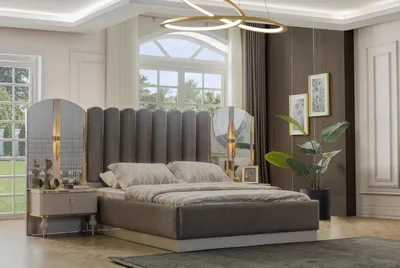 Produktbild von Exklusive Schlafzimmer Möbel Designer Doppelbett Moderne Nachttische