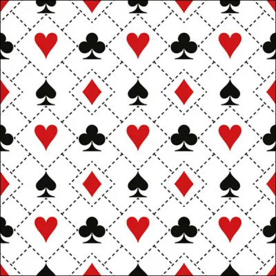Produktbild von Servietten Papier 33x33cm 3-lagig mit Spielkarten Symbolen 20 Stück