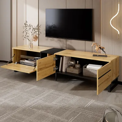 Produktbild von STILVORA TV-Schrank mit offenen Fächern und Doppeltüren, TV-Lowboard 180 cm mit Klappfach, Fernsehschrank als Sideboard, TV-Möbel & Wohnzimmerschrank mit viel Stauraum