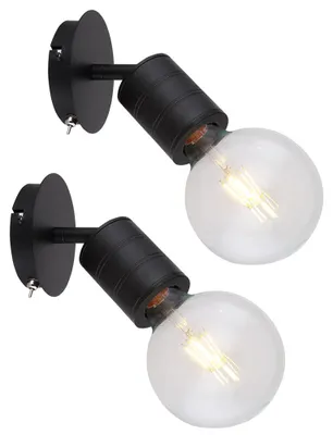 Produktbild von 2x Wandleuchte, Aluminium, Schwarz, beweglicher Spot, E27, H 14,5 cm
