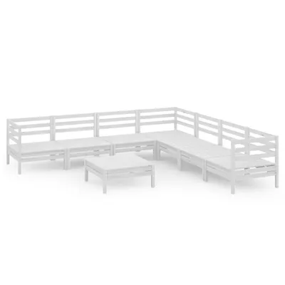 Produktbild von 8-tlg. Garten-Lounge-Set Massivholz Kiefer Weiß