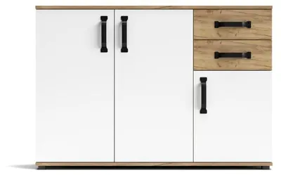 Immagine prodotto di Credenza rovere bianco 3 ante e 2 cassetti 120x32x83 Mosso MO4